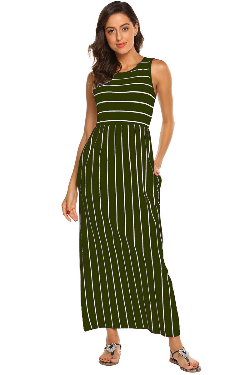 Hount Beach Dresses for Women Casual Summer Long Maxi Dresses 2025 Army Green Large - Image 3